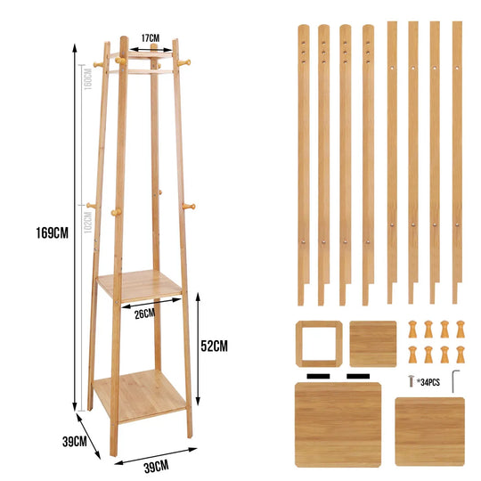 Bamboo Free Standing Coat Rack
