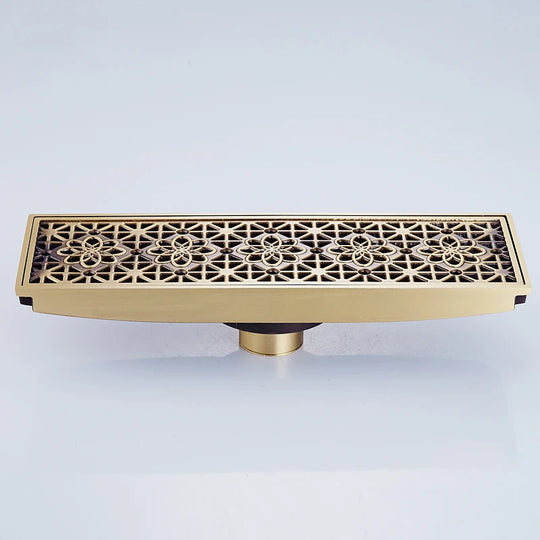 Rectangle Brass Carved Drain