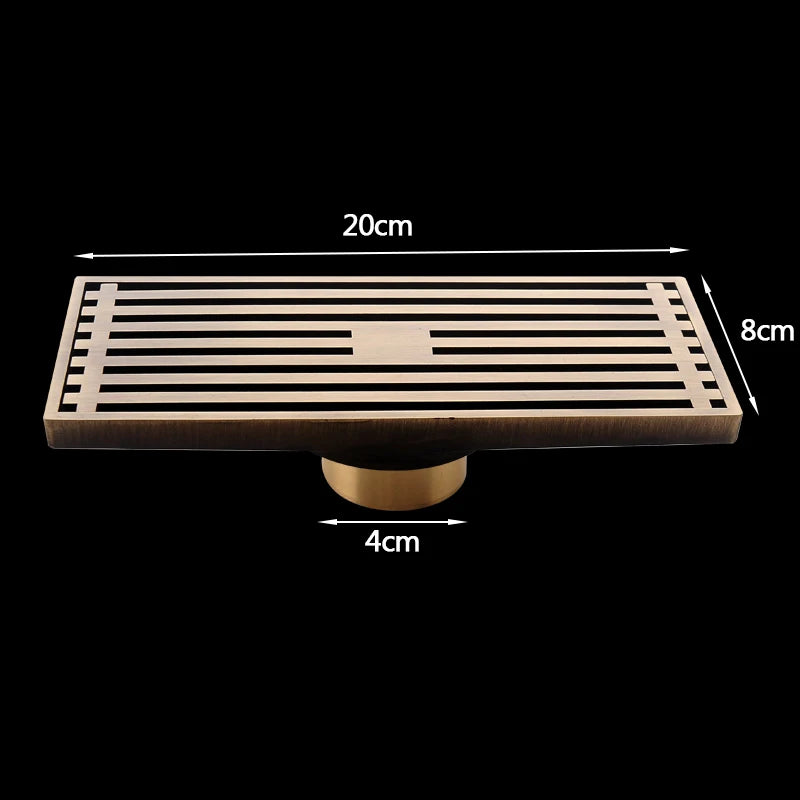 Rectangle Brass Carved Drain