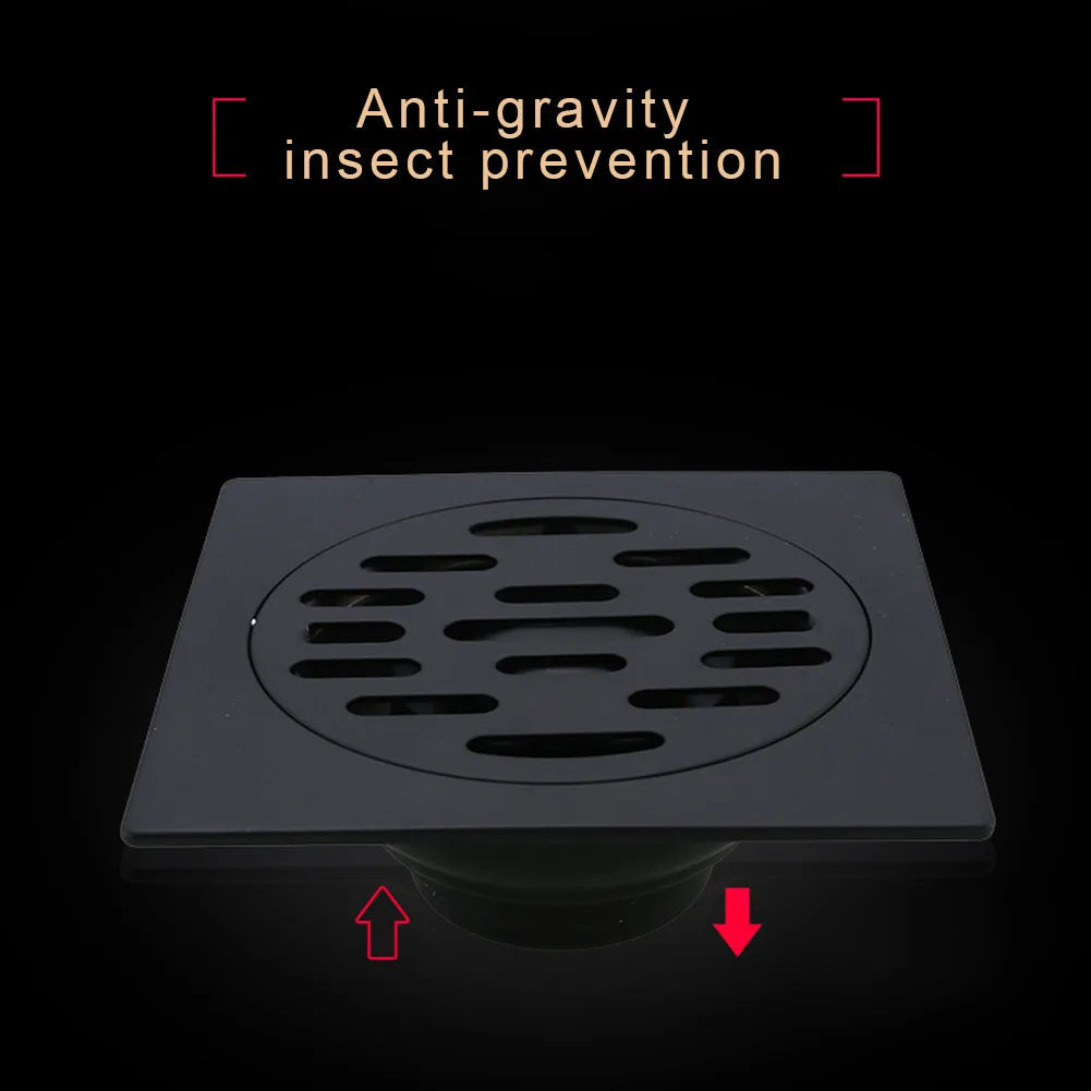 Black Bathroom Square Shower Drain