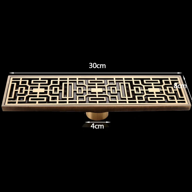 Rectangle Brass Carved Drain