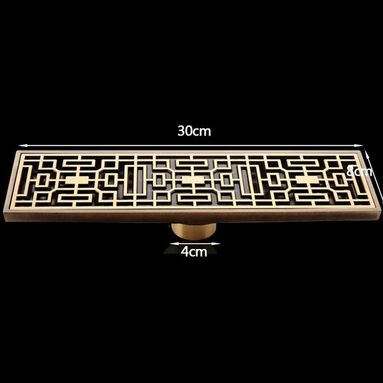 Rectangle Brass Carved Drain