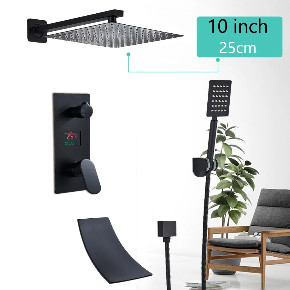 Digital Display Rainfall Bath Shower System