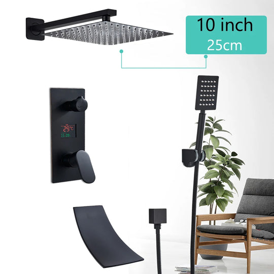 Digital Display Rainfall Bath Shower System
