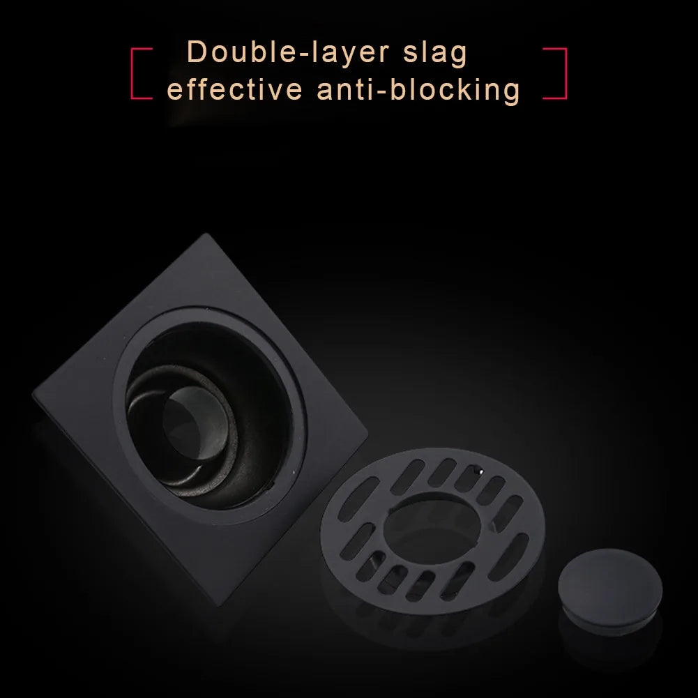 Black Bathroom Square Shower Drain