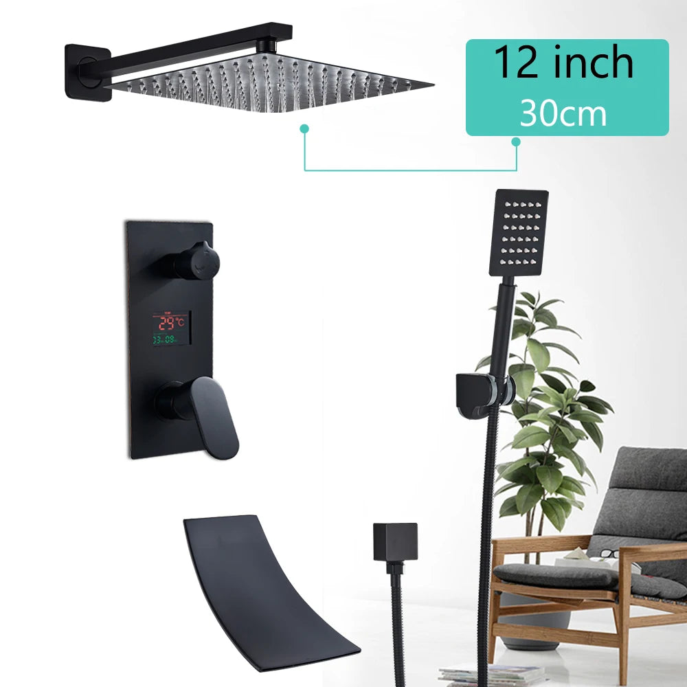 Digital Display Rainfall Bath Shower System