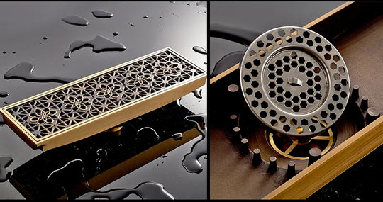 Rectangle Brass Carved Drain