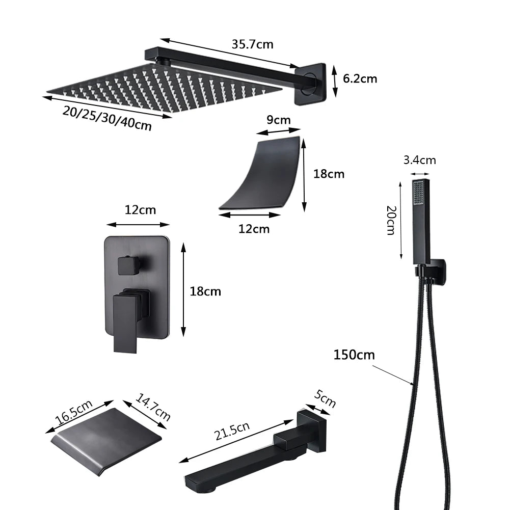 Black Stainless Steel Shower System