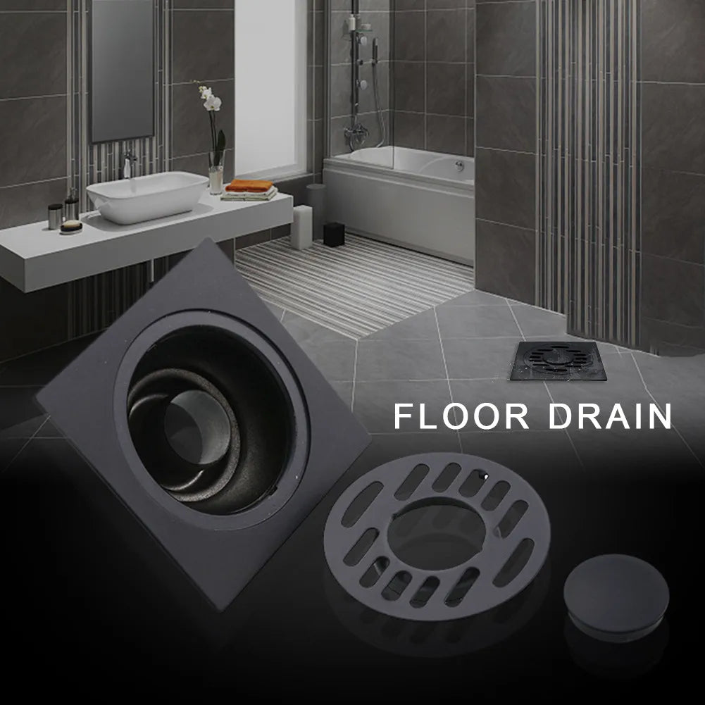 Black Bathroom Square Shower Drain