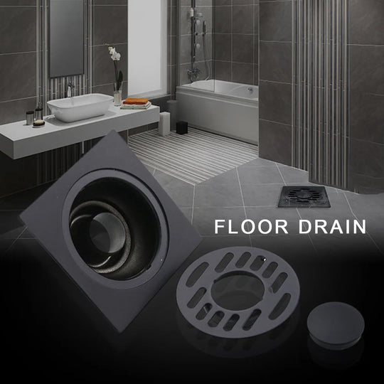 Black Bathroom Square Shower Drain