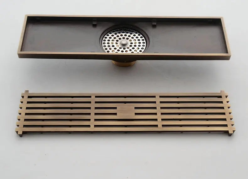 Rectangle Brass Carved Drain
