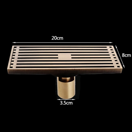 Rectangle Brass Carved Drain