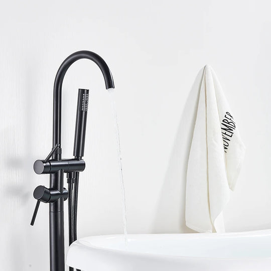 Luxury Matt Black Standing Bathtub Shower Faucets