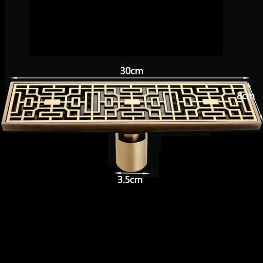 Rectangle Brass Carved Drain