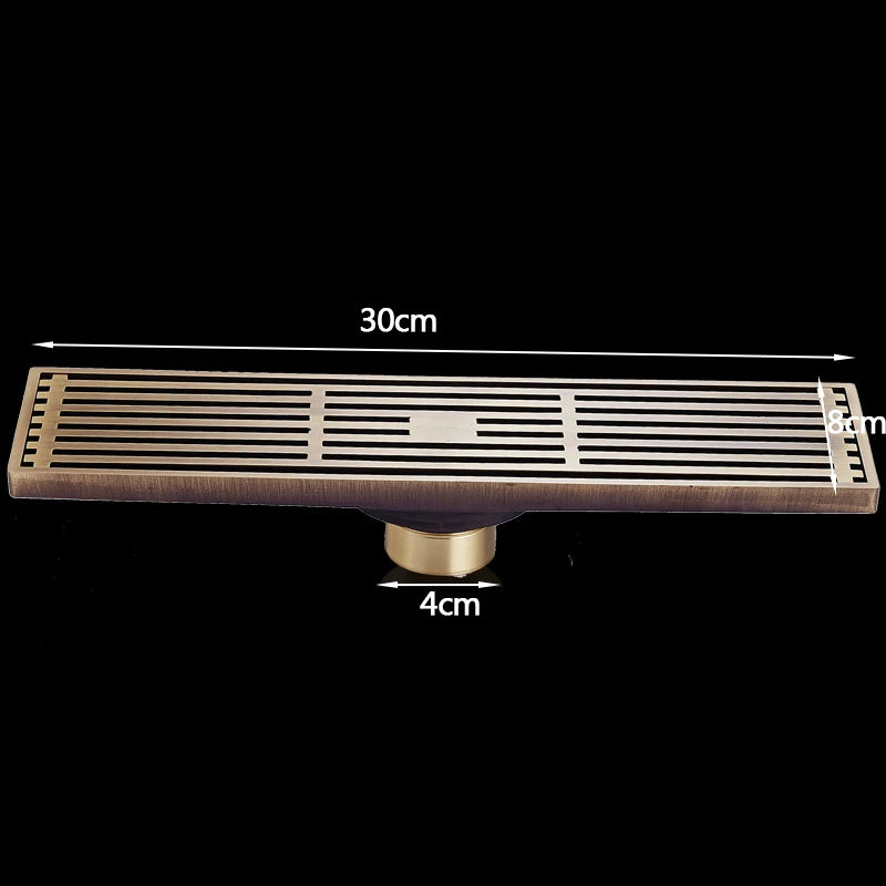 Rectangle Brass Carved Drain