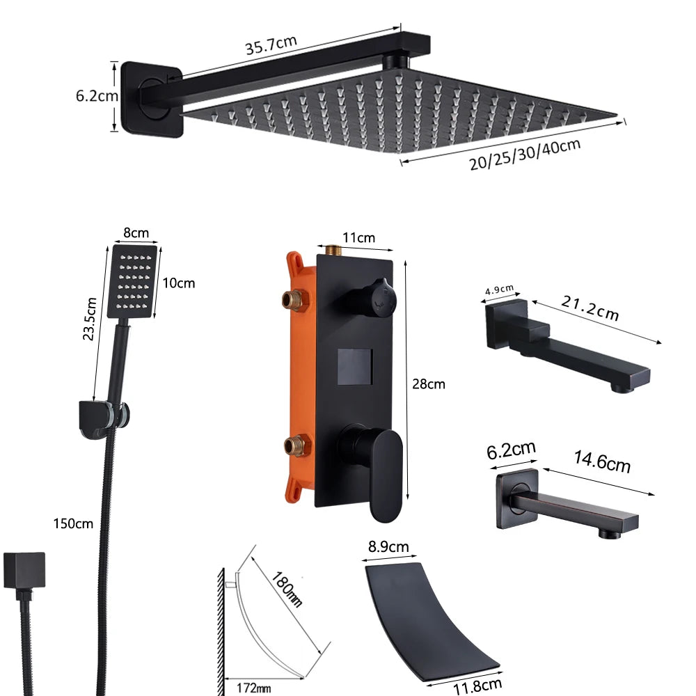 Digital Display Rainfall Bath Shower System