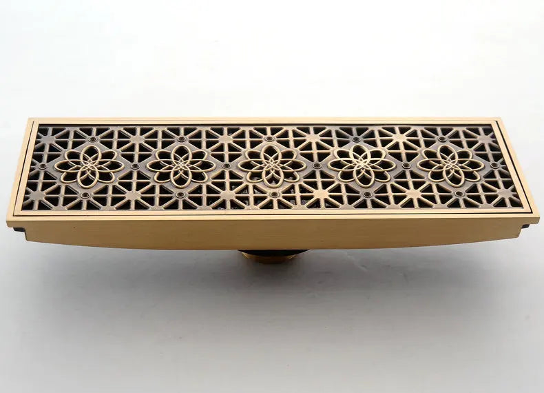 Rectangle Brass Carved Drain