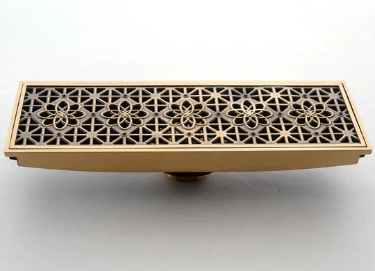 Rectangle Brass Carved Drain