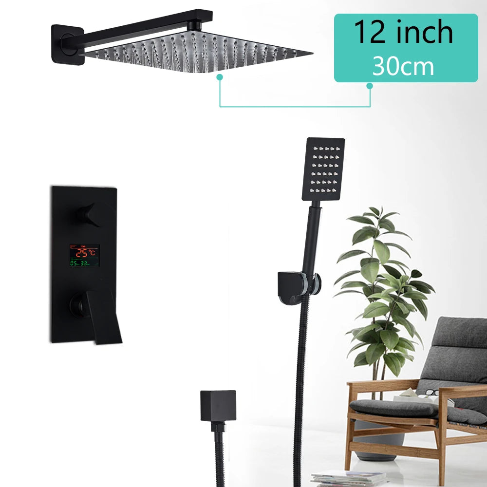 Digital Display Rainfall Bath Shower System