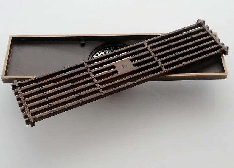 Rectangle Brass Carved Drain