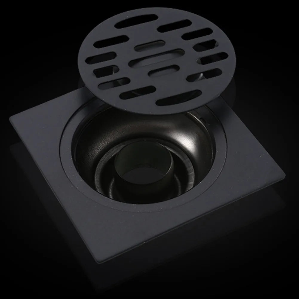 Black Bathroom Square Shower Drain