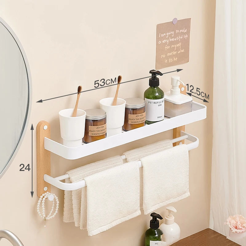 Wooden and Aluminum Bathroom Shelves