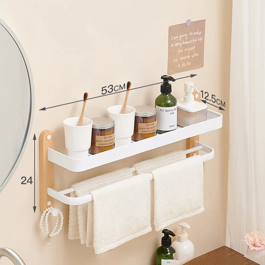 Wooden and Aluminum Bathroom Shelves