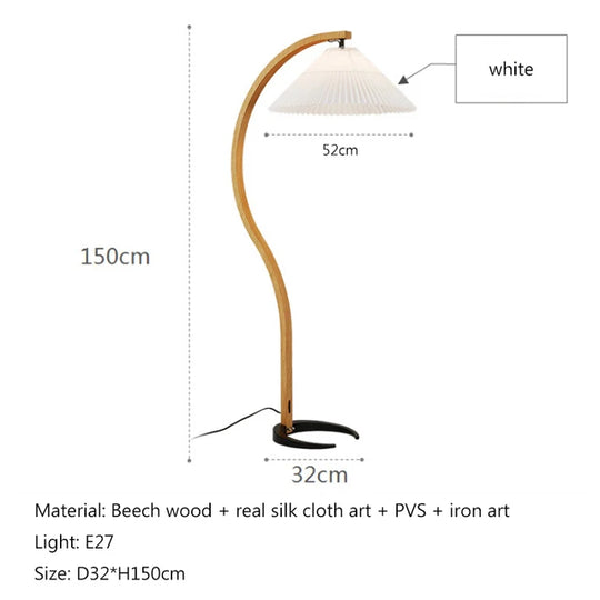 Japanese Solid Wood Curve Floor Lamp