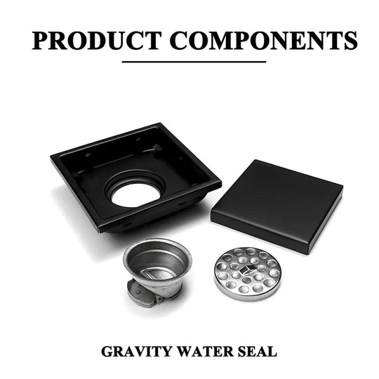 Invisible Square Floor Drain Modern 304 Stainless Steel
