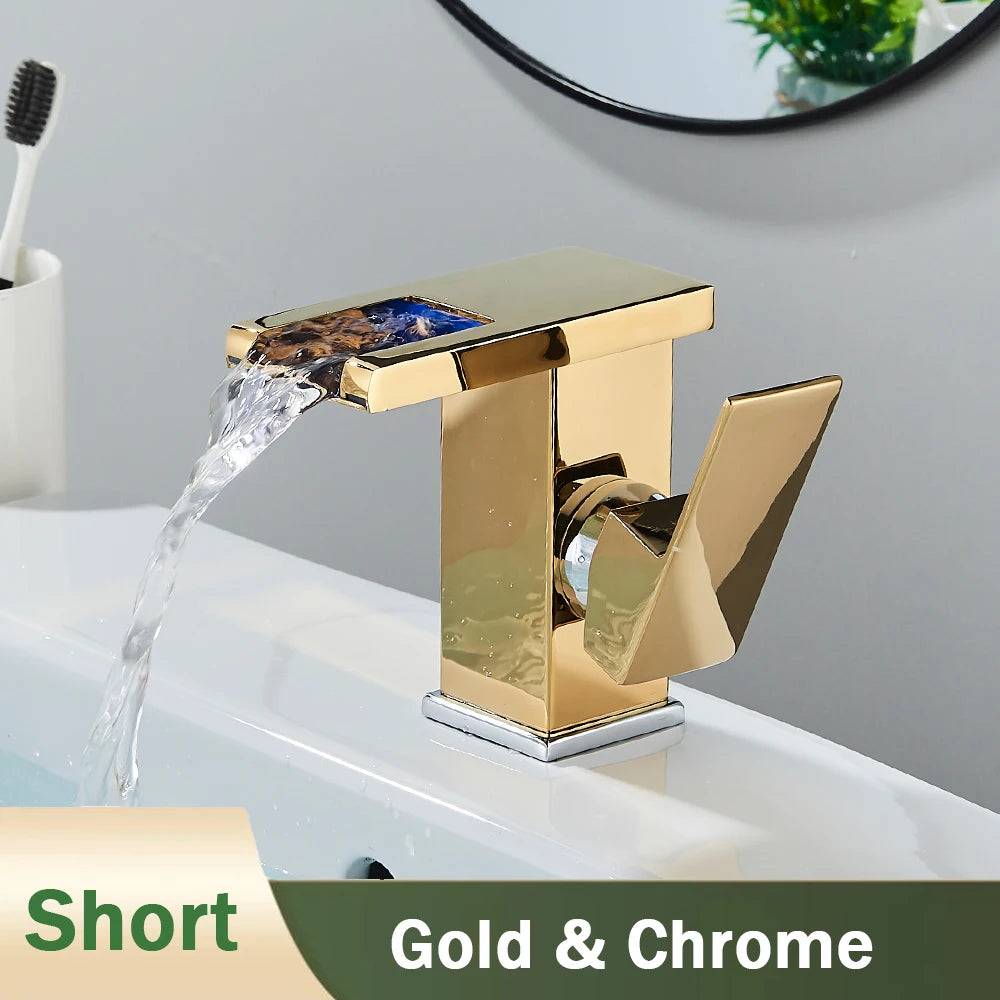 LED Bathroom Waterfall Mixer Faucet