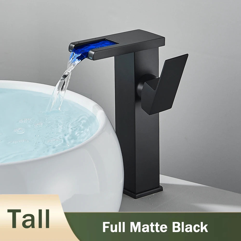 LED Bathroom Waterfall Mixer Faucet