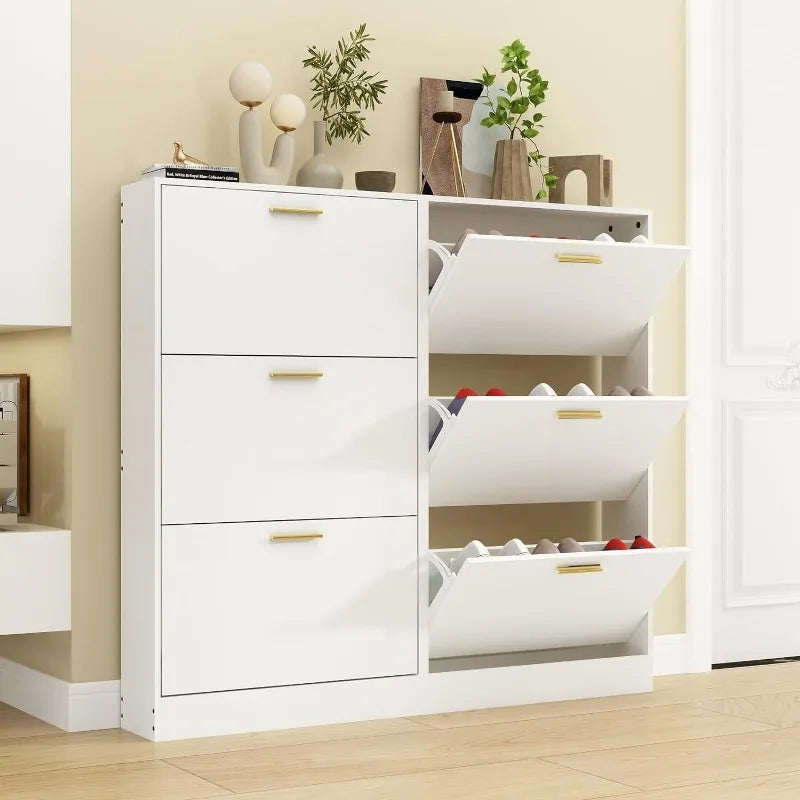 Modern Shoe Cabinet with Luxury Flip Drawers