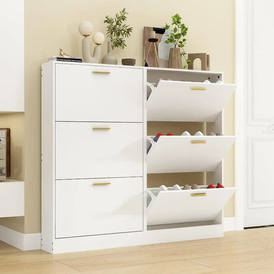Modern Shoe Cabinet with Luxury Flip Drawers