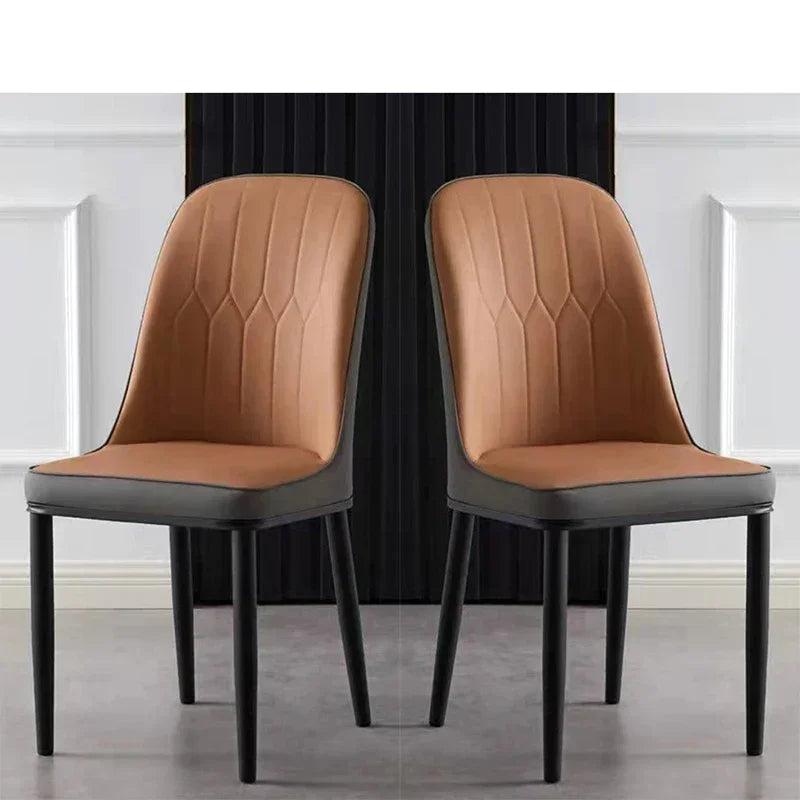 Luxury Nordic Leather Pair of Dining Chairs