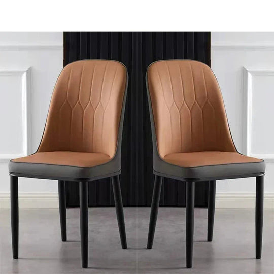 Luxury Nordic Leather Pair of Dining Chairs