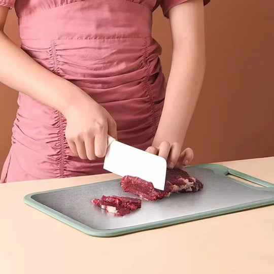 Green 2 Sided Chopping Board, Stainless Steel and Plastic