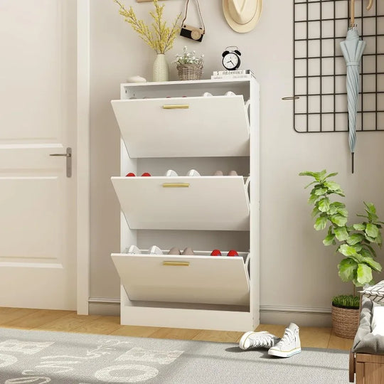 Modern Shoe Cabinet with Luxury Flip Drawers