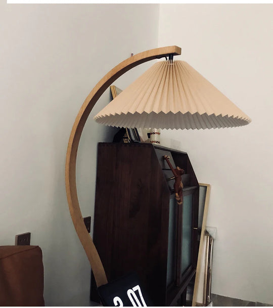 Japanese Solid Wood Curve Floor Lamp