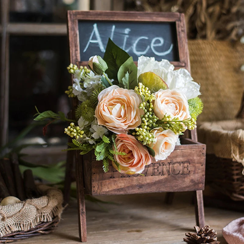 Retro Wooden Plant Stand  with Blackboard