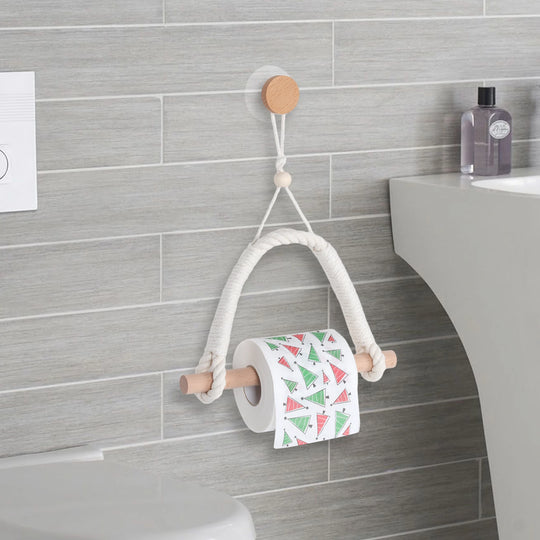 Natural Modern Wooden Toilet Paper Holder