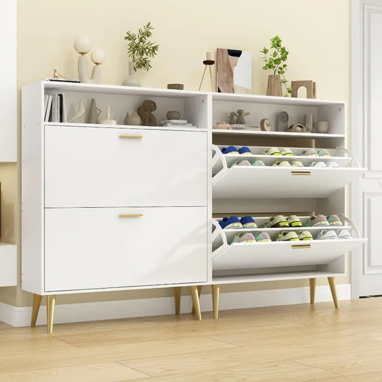 Modern Shoe Cabinet with Luxury Flip Drawers