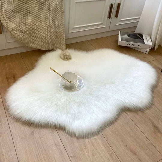 White Soft Fluffy Faux Fur Area Rug