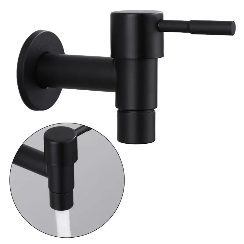 Black Stainless Steel Outdoor Garden Wall Mounted Faucet