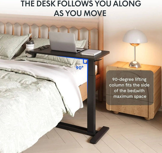 Adjustable Bedside C Table with Wheels