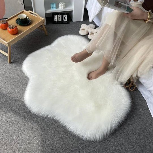 White Soft Fluffy Faux Fur Area Rug