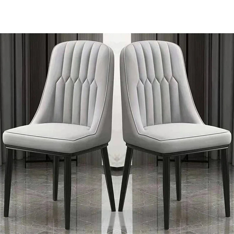 Luxury Nordic Leather Pair of Dining Chairs
