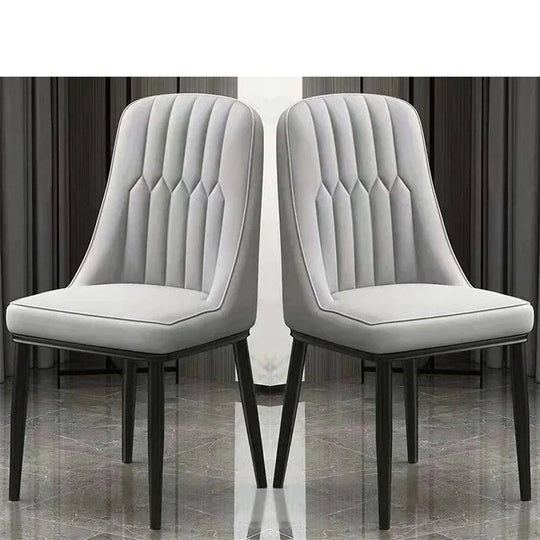 Luxury Nordic Leather Pair of Dining Chairs