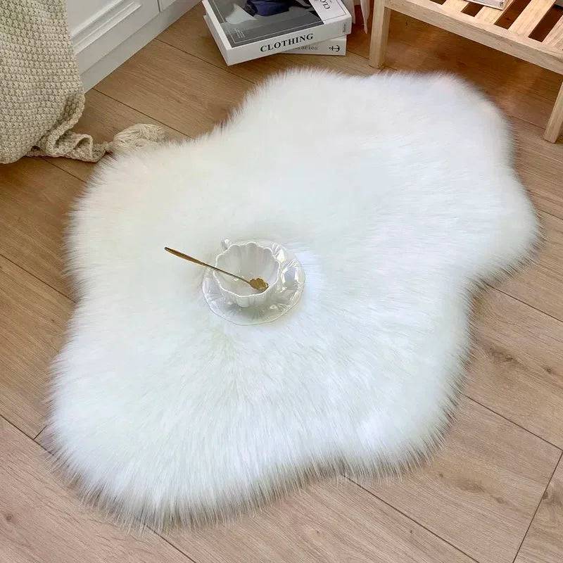 White Soft Fluffy Faux Fur Area Rug