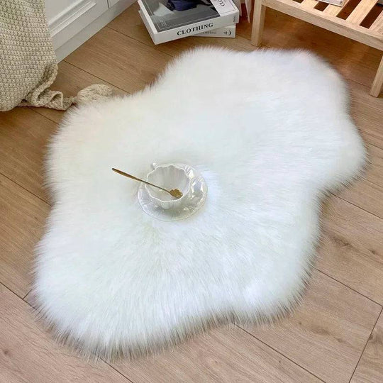 White Soft Fluffy Faux Fur Area Rug