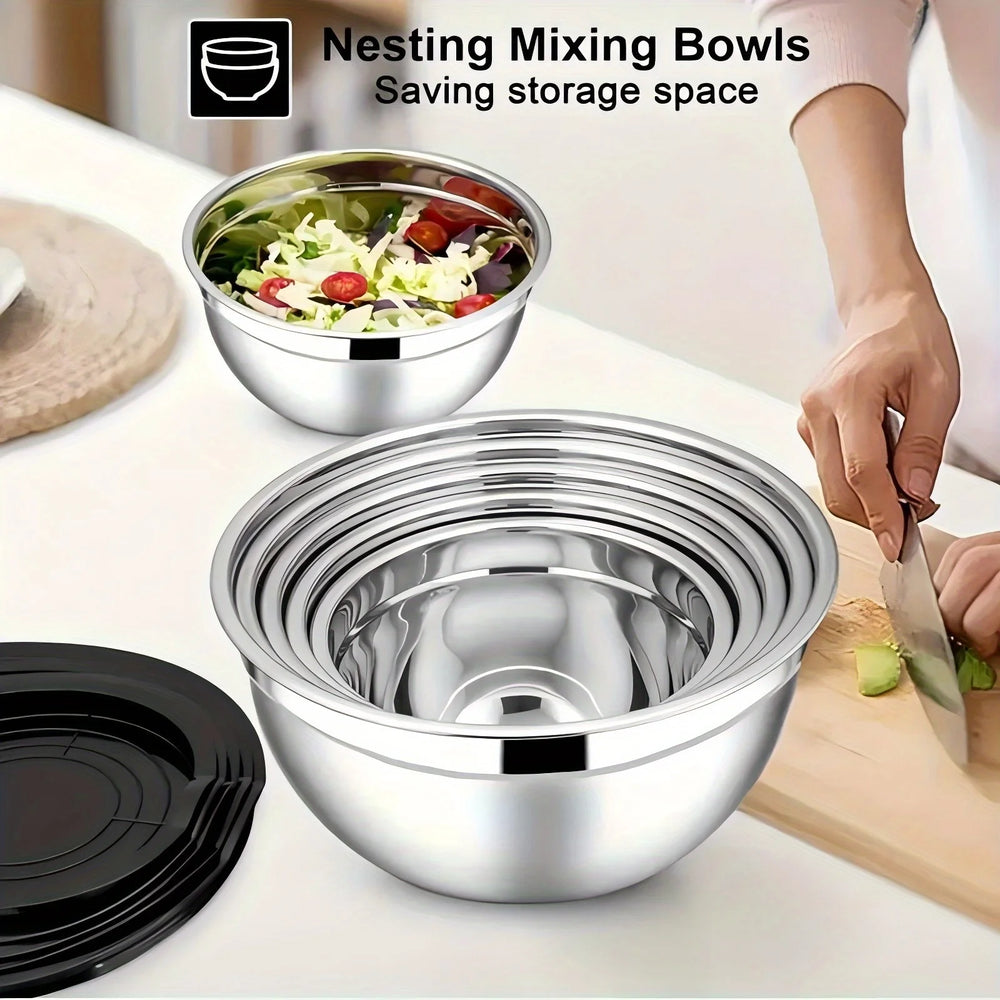 17pcs, Stainless Steel Mixing Bowl Set